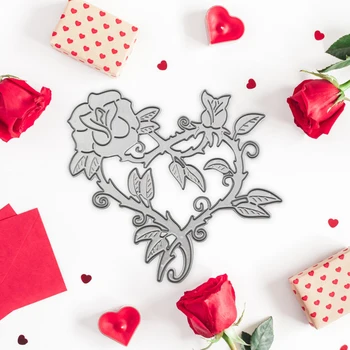 Штампы для резки металла в форме сердца и розы, Трафареты для тиснения, Скрапбукинг для изготовления бумажных открыток 